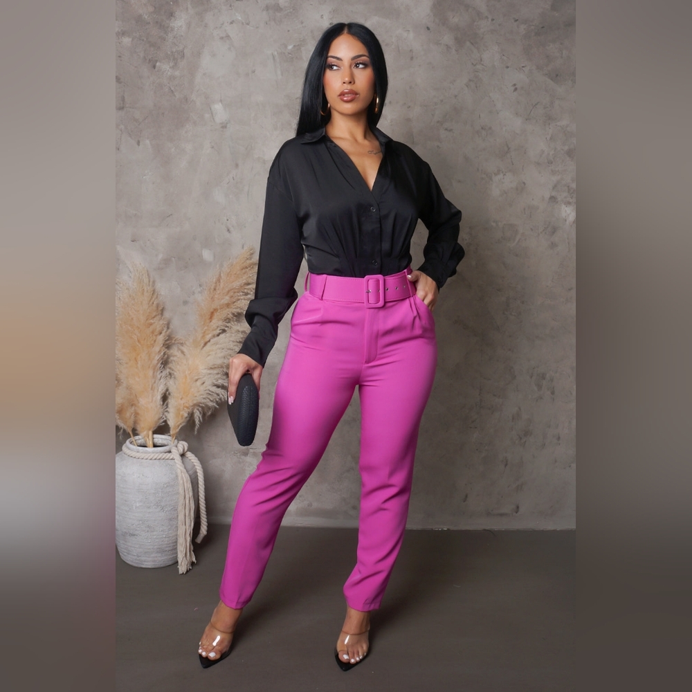 Fuchsia Belted Trousers